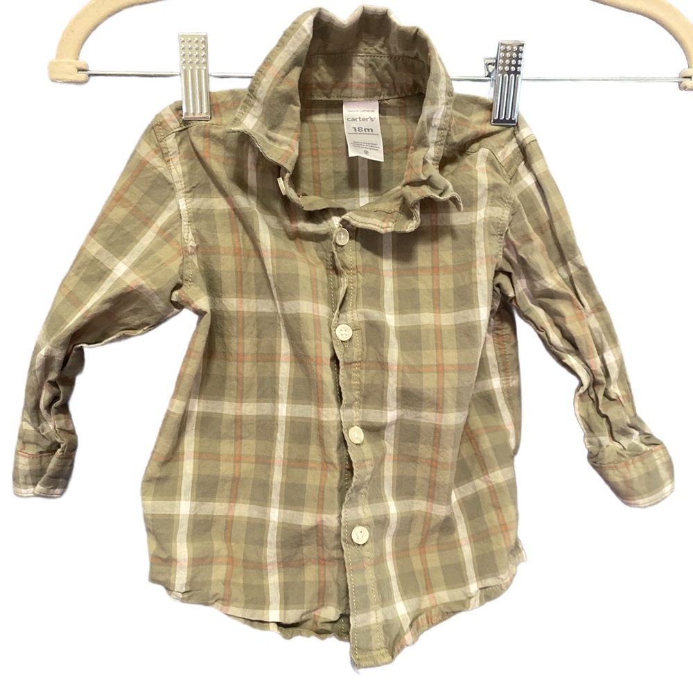 Baby boy long sleeve shirt size 18 months plaid shirt buttoned up baby clothes